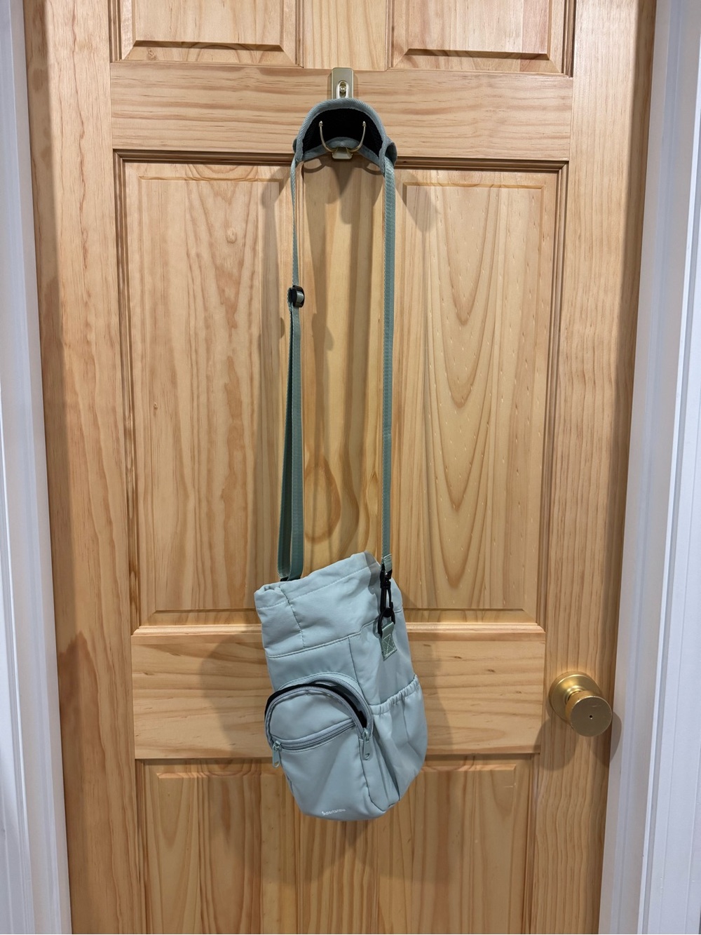 Light Sage Crossbody Insulated Water Bottle Bag with Front Pocket